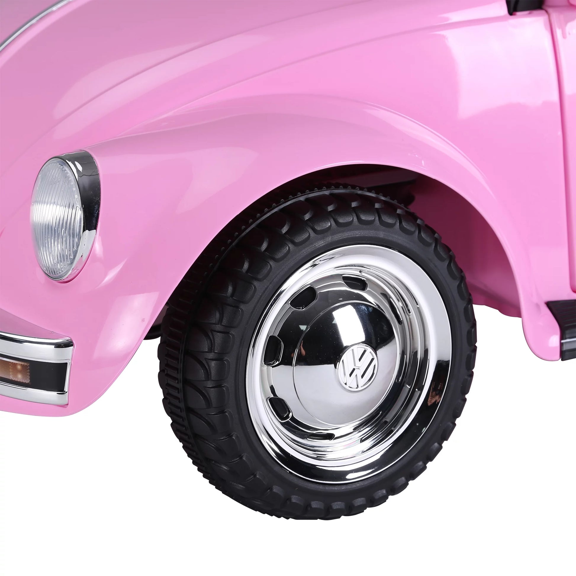 Licensed Volkswagen Beetle Electric Kids Ride-On Car 6V Battery Powered Toy with Remote Control Music Horn Lights MP3 for 3-6 Years Old Pink