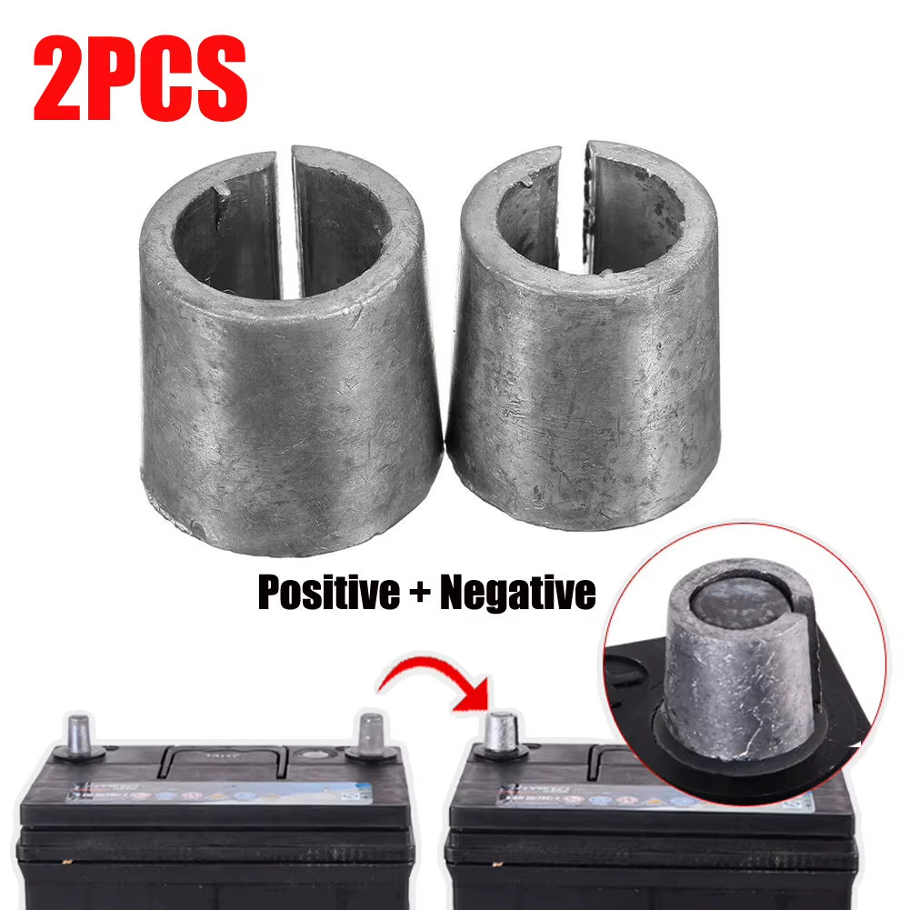 2 Pcs Car Battery Post Adaptors Sleeves Car Battery Terminal Converters Post Adaptors Sleeves Positive Negative Repair Shim