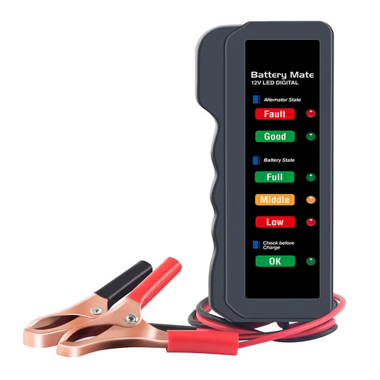 12V Battery Tester Digital Alternator Tester 6 LED for Lights Detect Display Car Tool Auto Battery Tester for Car Motorcycle