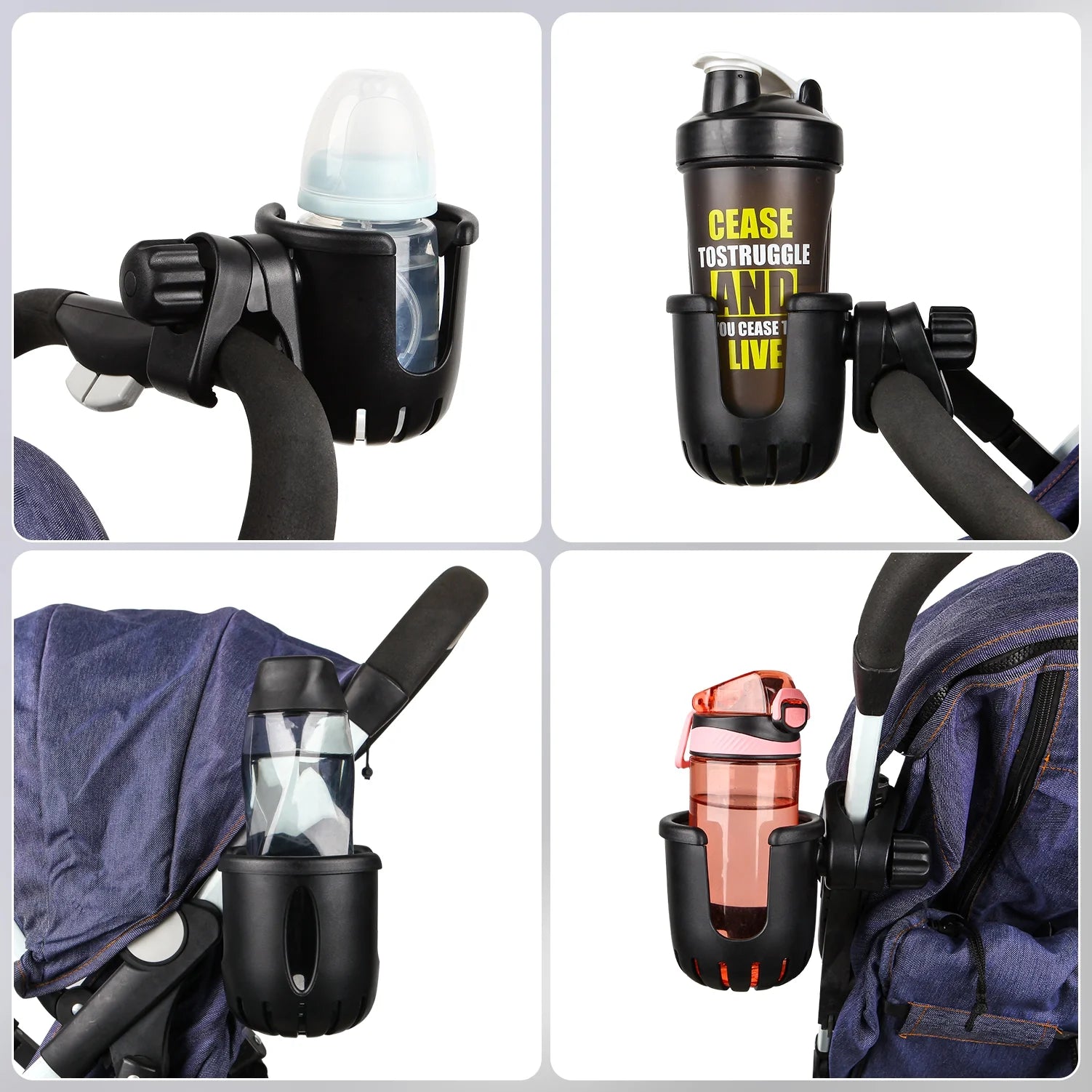 Baby Stroller Wheelchair Drink Cup Holder,4.3" Height,6.7" Length,0.35 Lbs Weight,Black