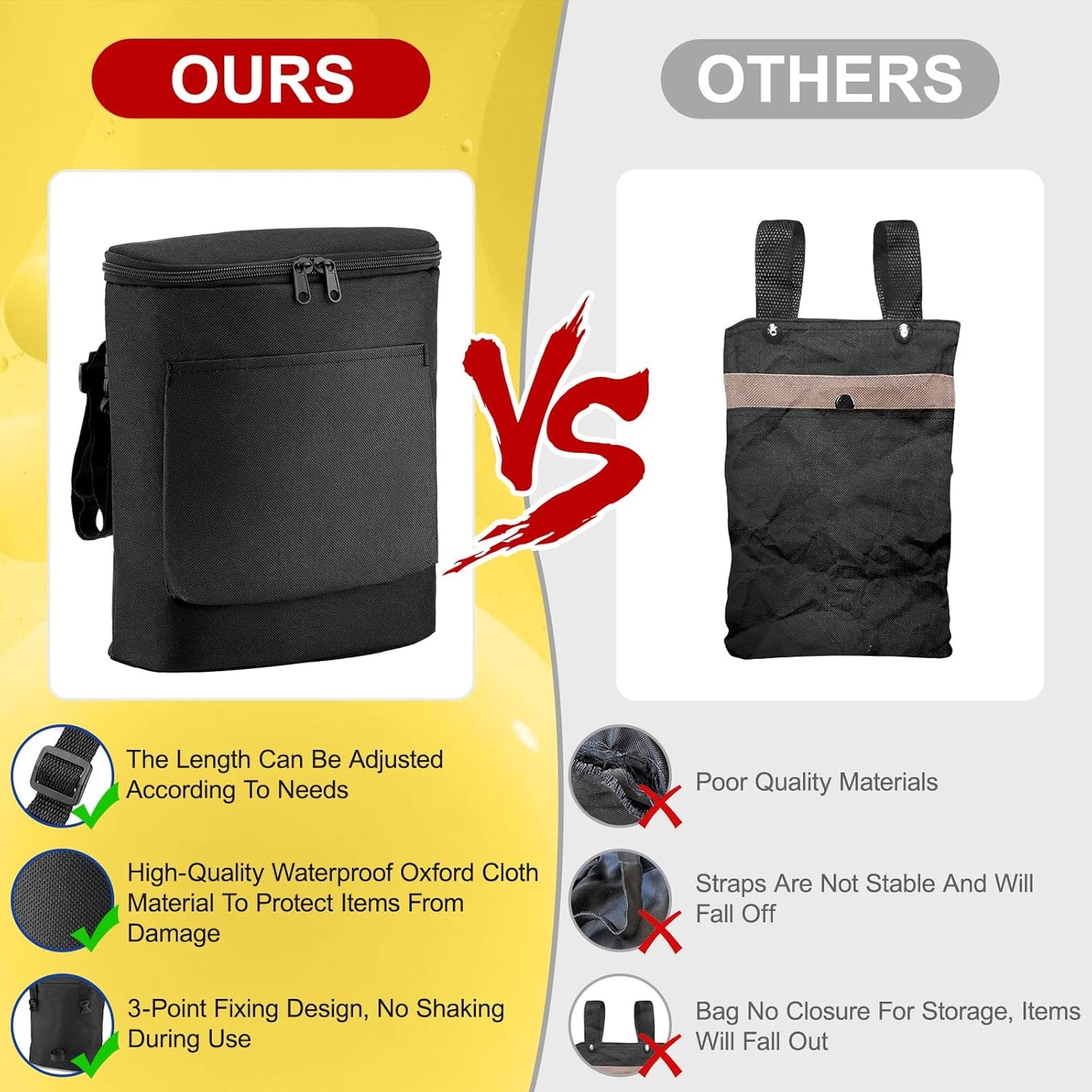 Knee Walker Handlebar Bag Scooter Basket Accessory Wheelchair Rollator Side Bag