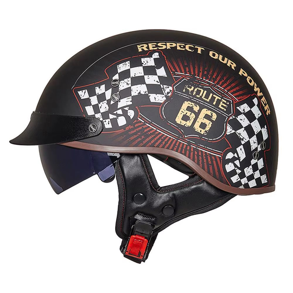Motorcycle Helmet Casco Moto Half Helmet German Classic Moto Helmet DOT Certification Capacete De Moto with HD Visors Retro