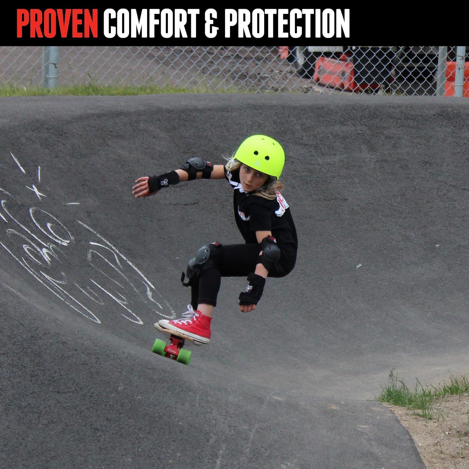 WRISTSAVER Wrist Guards, Black – Ideal for Skateboarding, In-Line Skating, and Roller Skating