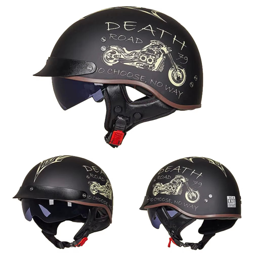 Motorcycle Helmet Casco Moto Half Helmet German Classic Moto Helmet DOT Certification Capacete De Moto with HD Visors Retro