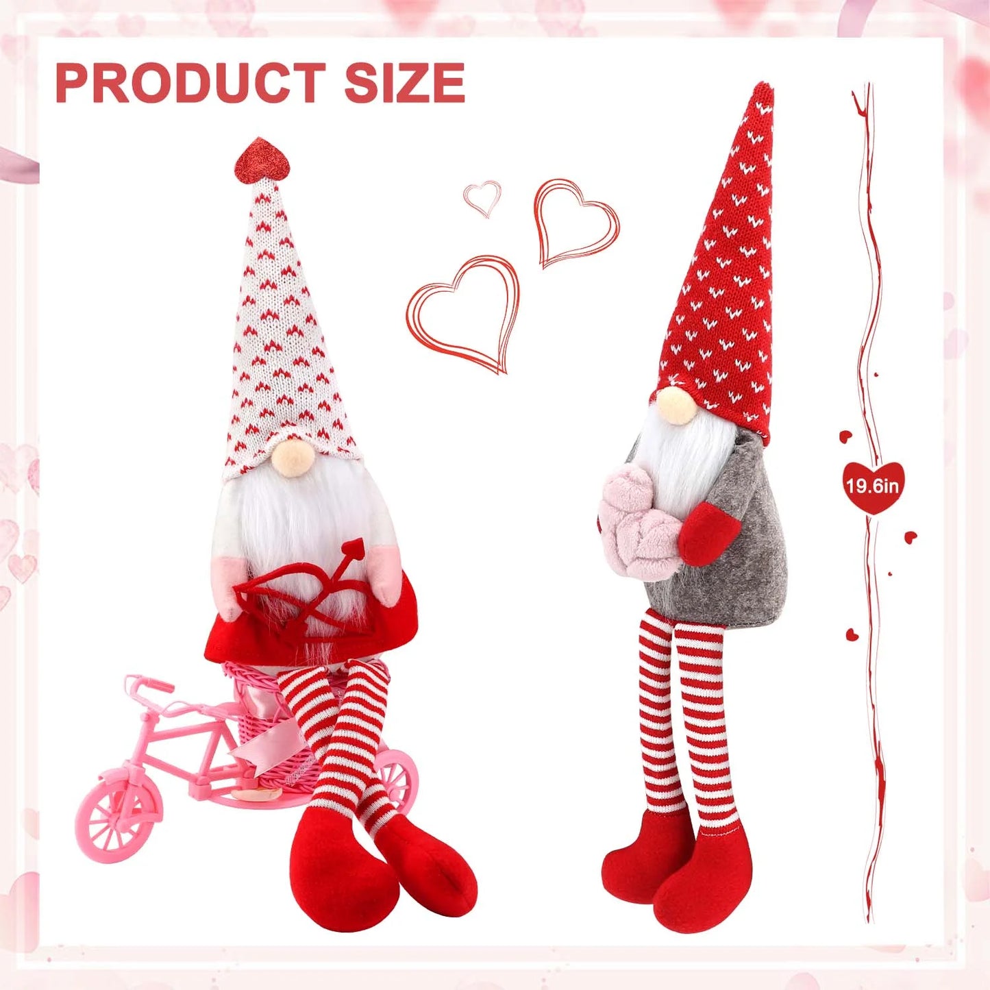 Valentines Day Decor 2Pcs Valentine Gnomes Plush Dolls Scandinavian Tomte Swedish Gnome Elf Dwarf Figurines Valentine'S Day Gifts Presents Anniversary Dinner Wedding Party Home Tabletop Decor Ornament