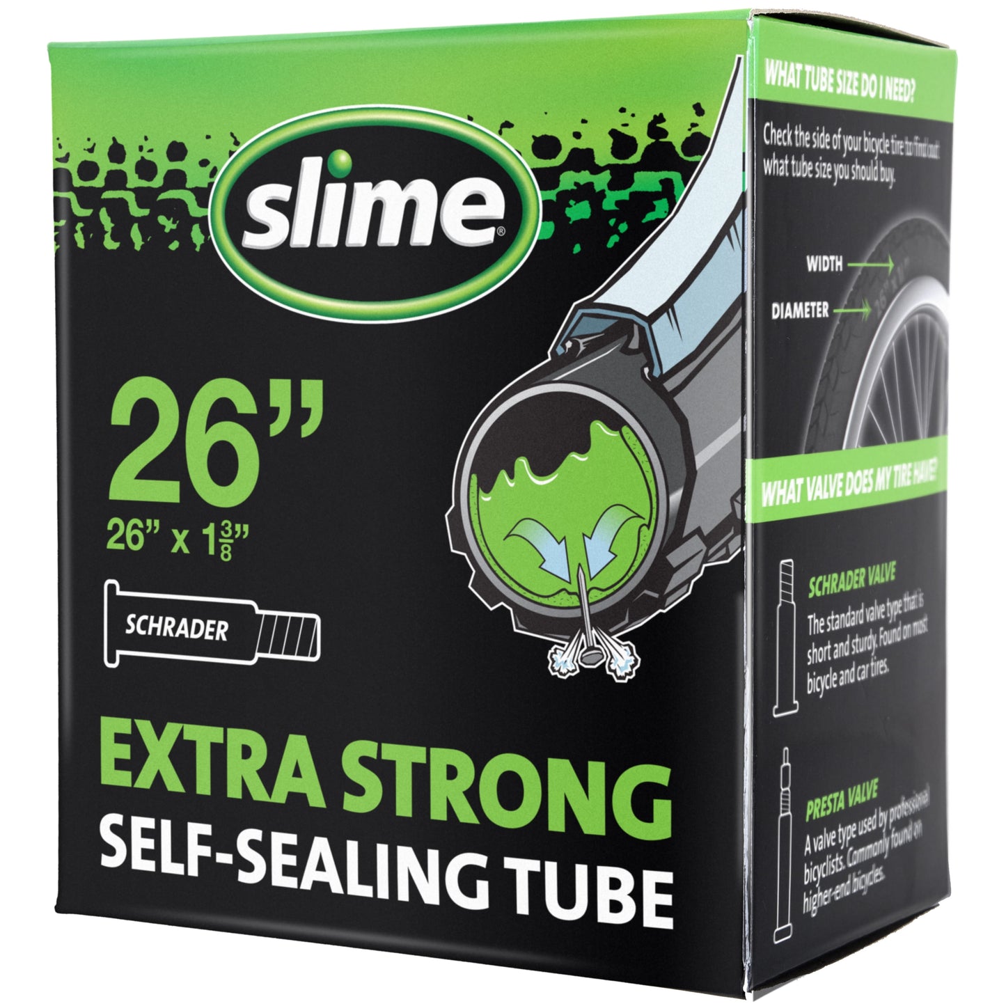 Extra Strong Self-Sealing Bicycle Tube Schrader 1 3/8" X 26" Bike Inner Tube - 30044