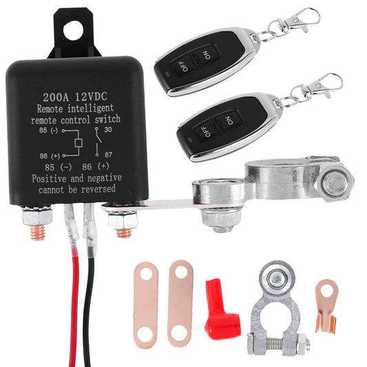 Battery Relay Switch 12V Remote Control Battery Disconnect Cut off Switch Anti-Theft Battery Isolator for Car Camping Trailer