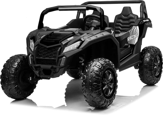 XXXL 24V Ride on Toys for Big Kids UTV 2 Seater Ride on Car for Kids 4WD Ride on Truck with Remote Control, Off-Road Side by Side, Max 220Lbs, up to 5.6 MPH, Shock Suspension, Music, Black