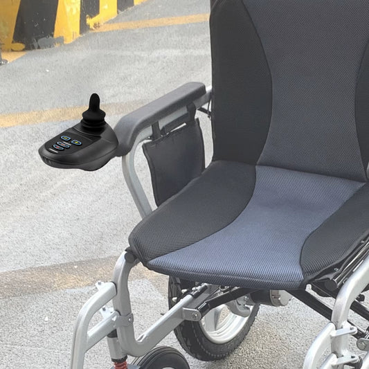 Black Aluminum Electric Wheelchair Joystick Controller, ML2P+ Adapter Cable WB5003 5 Gears 19*9.3*8.8Cm for Electric Wheelchairs