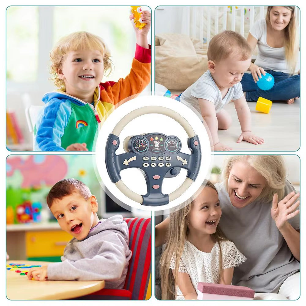 Simulation Steering Wheel Toys Driving Car Electric Kids Sound Music Toys Early Education Copilots Stroller Toys Children'S Toy