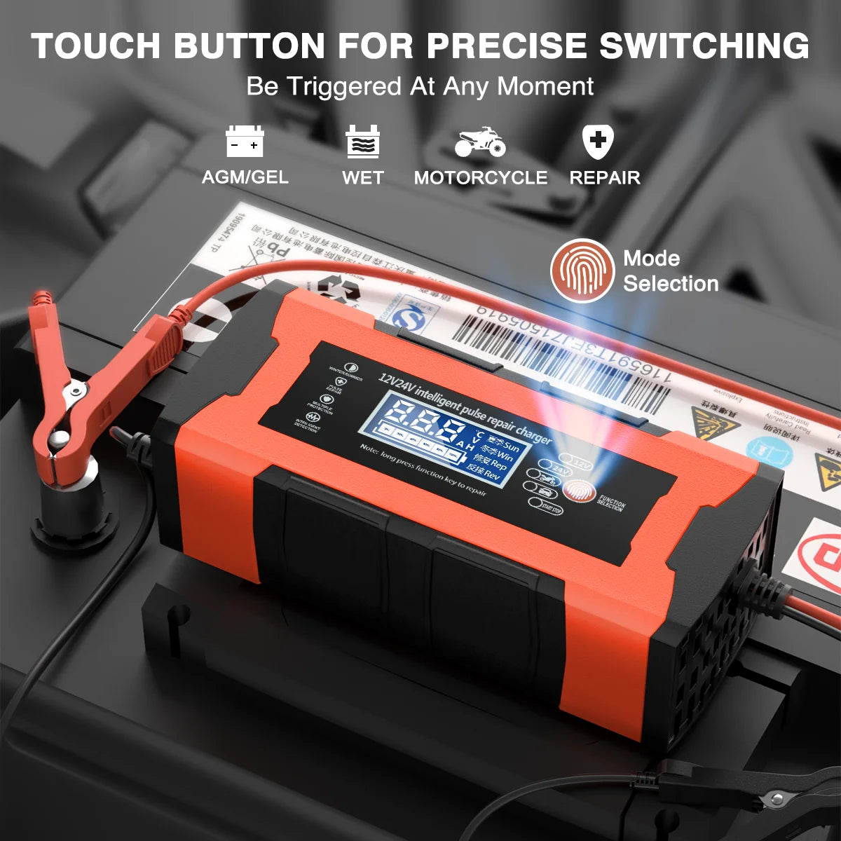 10-Amp Car Battery Charger, 12V 24V Automatic Smart Battery Maintainer Trickle Charger, Battery Charger Battery Desulfator with Temp Compensation for Car Truck Motorcycle Lawn Mower Lead Acid Battery