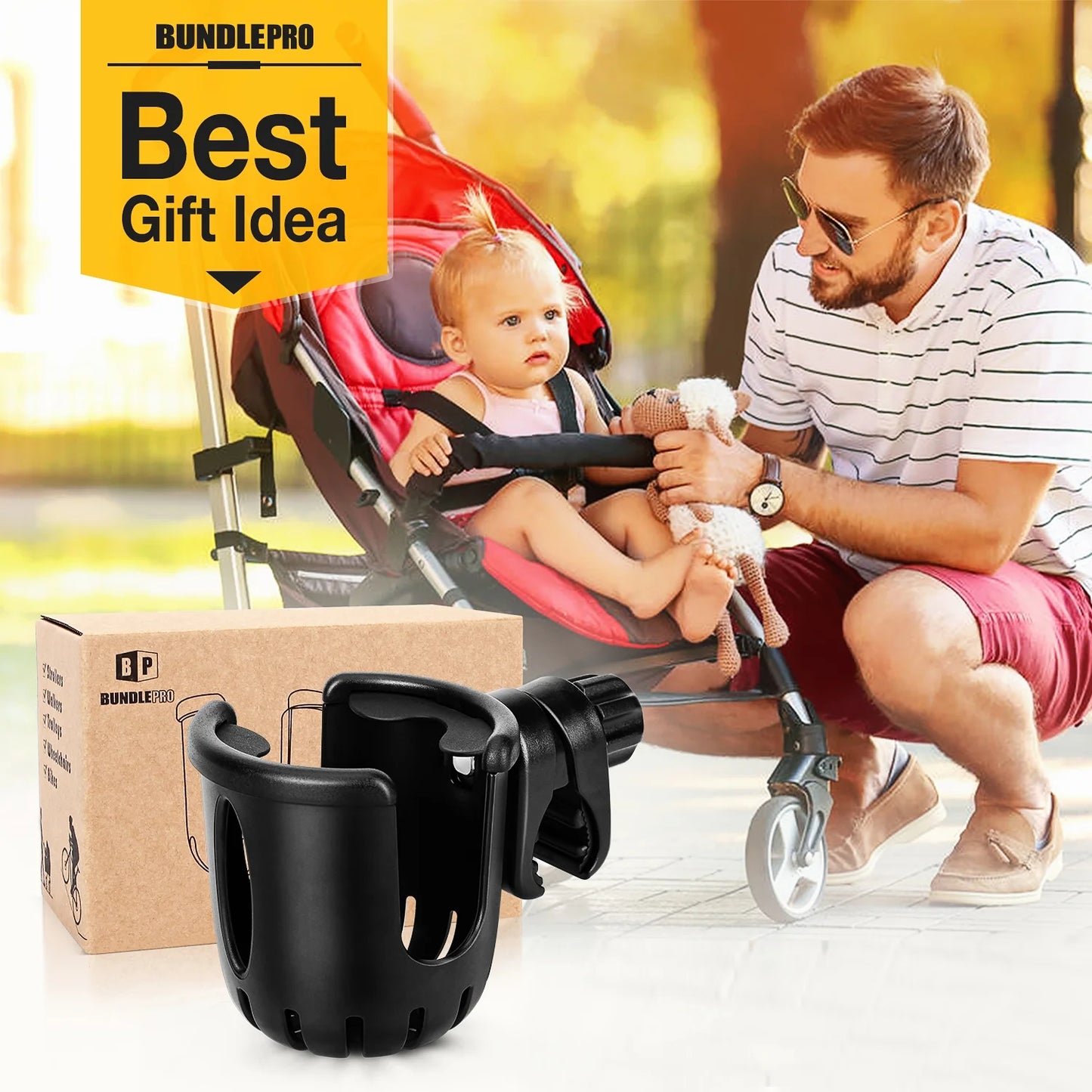 Baby Stroller Wheelchair Drink Cup Holder,4.3" Height,6.7" Length,0.35 Lbs Weight,Black