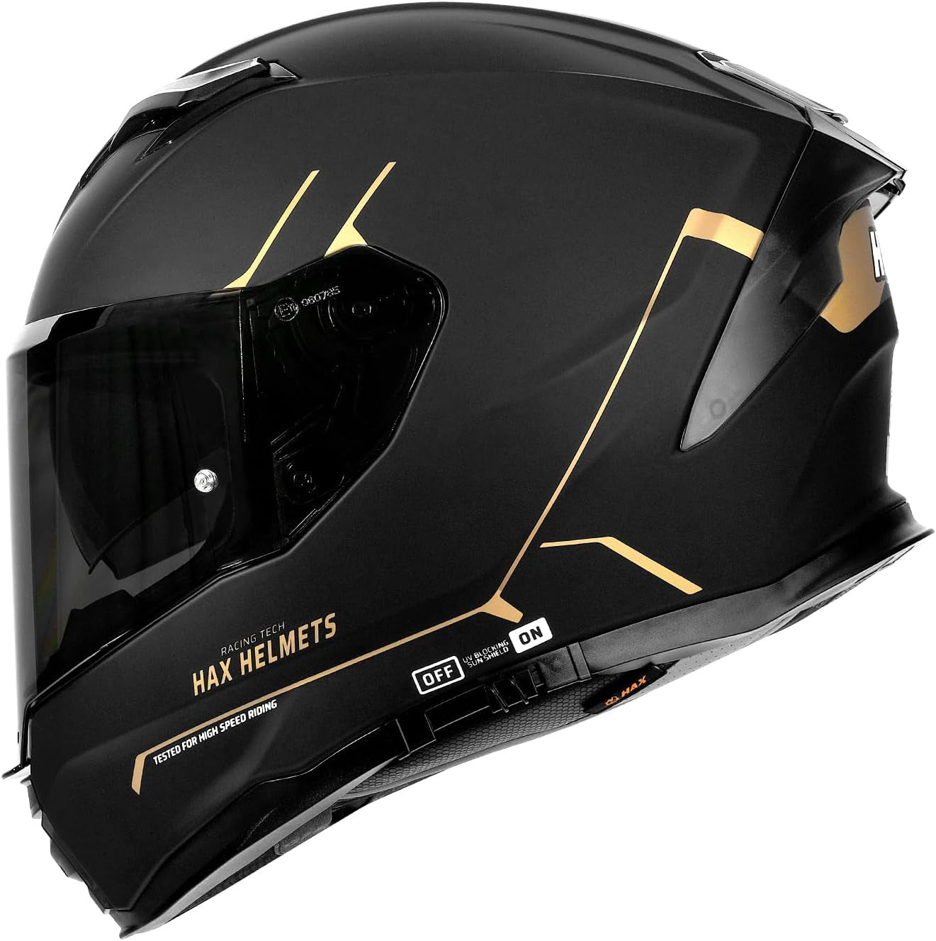 Force Aerodynamic Full Face Helmet for Street & E-Bikes DOT & ECE Certified - Enhanced Dual Visor, Adult Size, Pinlock Ready Matte Black Gold L