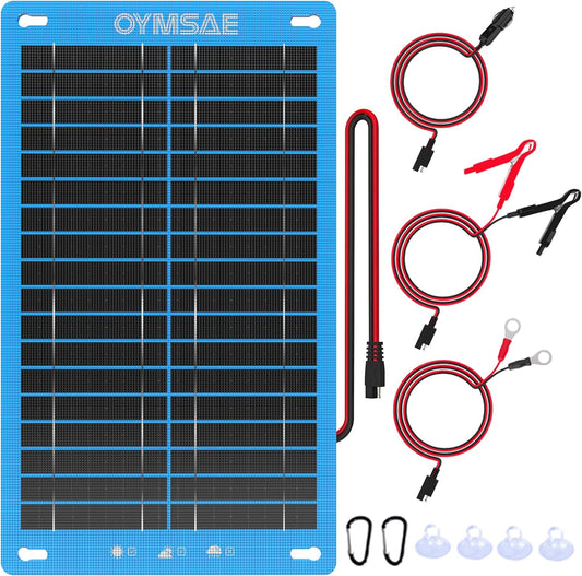12W Solar Car Battery Charger, 12V Trickle Charger & Maintainer, Waterproof