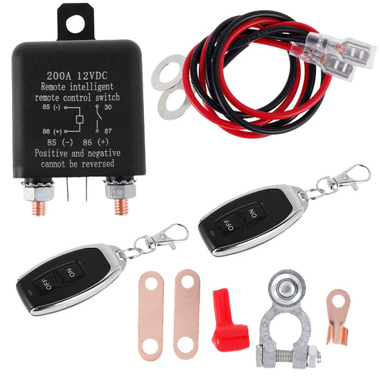 12V Battery Relay Switch Dual Remote Car Battery Disconnect Relay Anti-Theft Battery Shut off Switch Compact Battery Isolator