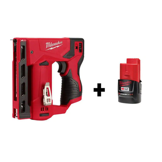 M12 12-Volt Lithium-Ion Cordless 3/8 In. Crown Stapler with M12 2.0Ah Battery