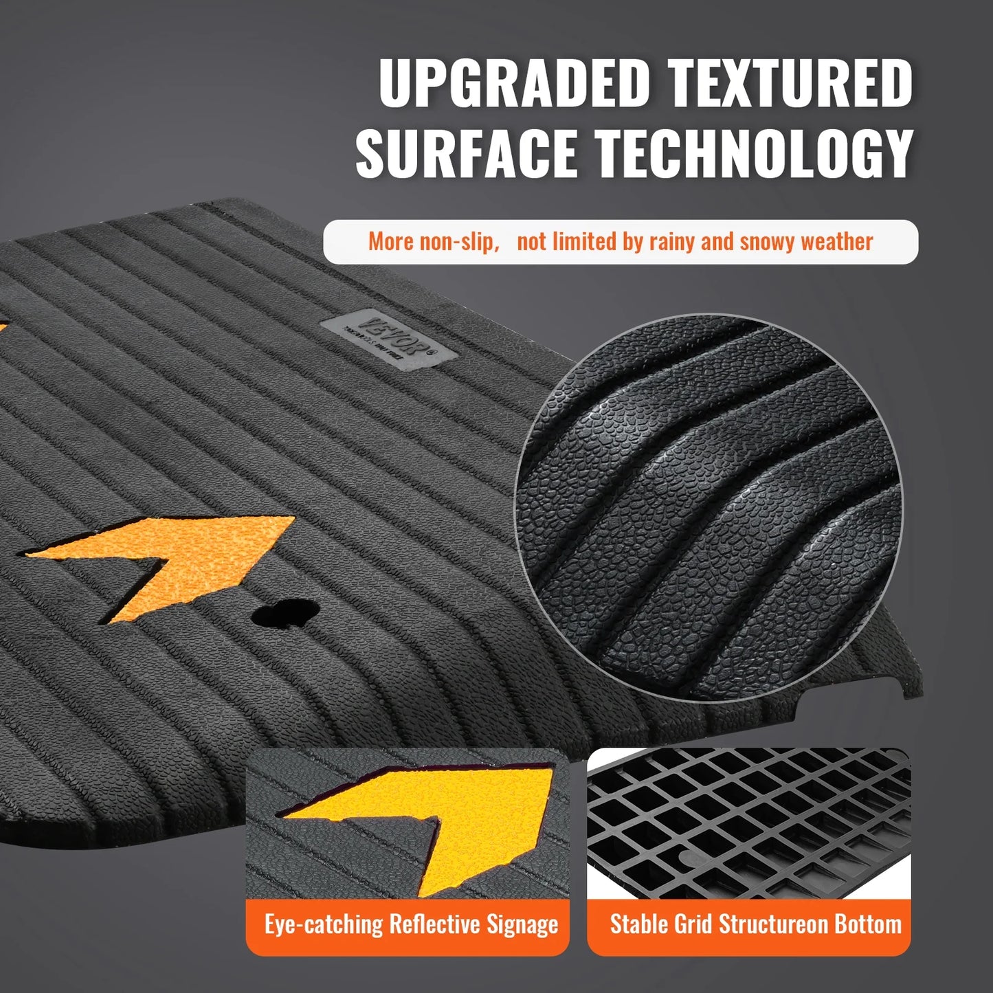 Rubber Threshold Ramp Door Ramp 3" Rise 33069 Lbs Load Rubber Curb Ramp
