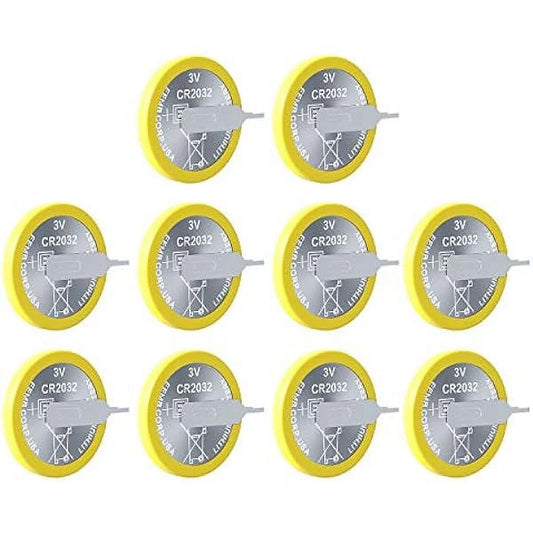 10 Pack CR2032 Tabbed Batteries 3V Lithium Battery Button Coin Cell Batteries 2032 Battery Tabs Solder CR2032 Replacement Battery Gameboy save Battery, Solder Tabs