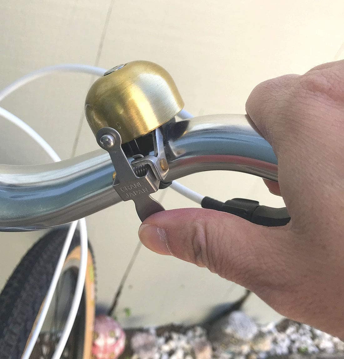 Bike Bell E-Ne Bicycle Bell, Made in Japan for Road Bikes or Mountain Bikes, Fits All Handle Bar Sizes & Types