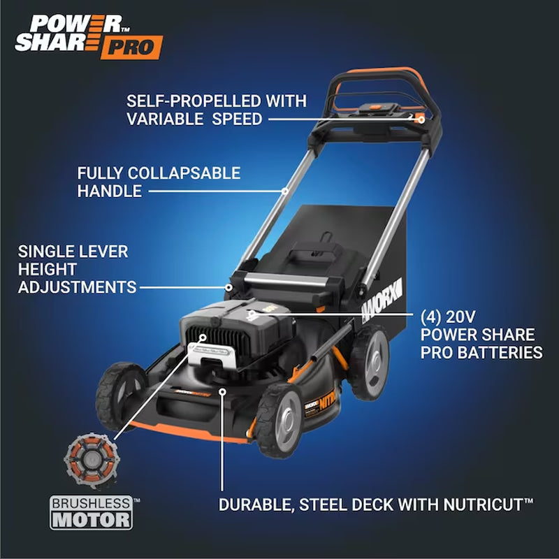 Nitro Power Share 80-Volt, 21-In Self Propelled Walk Mower with (4 X 20-Volt) 5 Ah Batteries