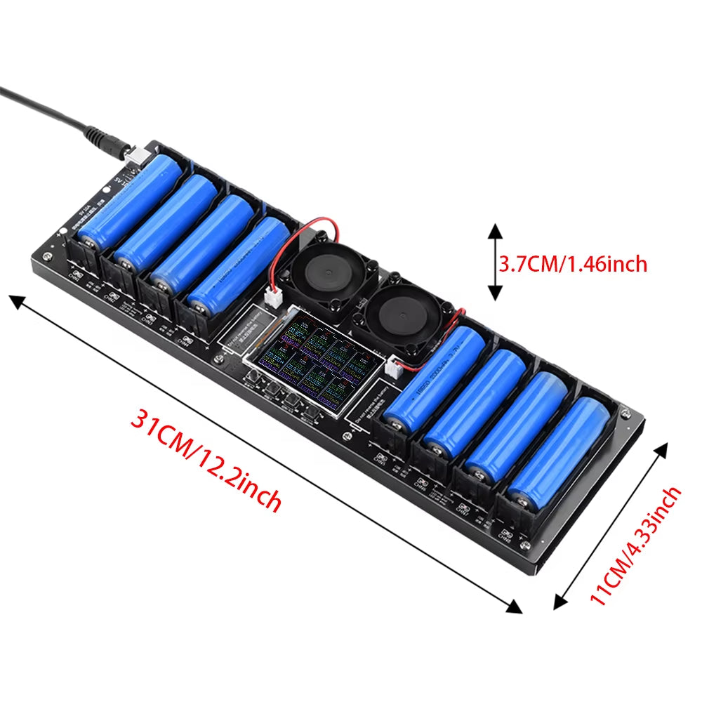 18650 Lithium Battery Capacity Tester Module 8 Channel Battery Tester Type-C Mah Mwh Digital Battery Power Detector Module