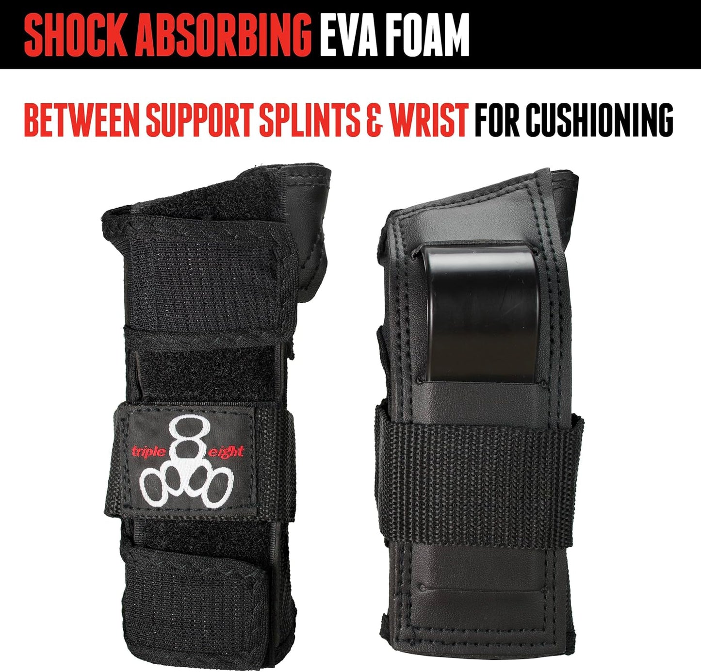 WRISTSAVER Wrist Guards, Black – Ideal for Skateboarding, In-Line Skating, and Roller Skating