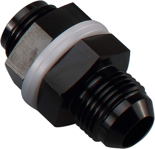 -6 an Fuel Cell Male Bulkhead Adapter Fitting Straight Aluminum Black