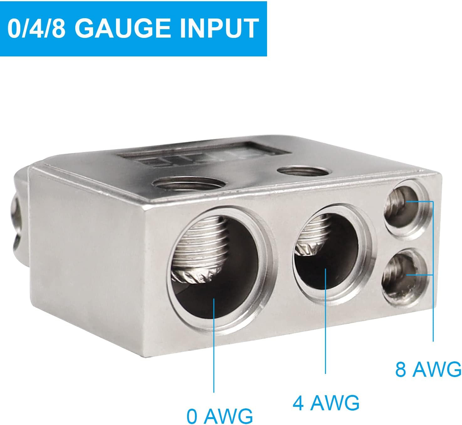 1 Pair Motor Car Battery Terminal Connectors with Voltmeter 0/4/8 AWG Positive Negative Battery Post Clamp and Shims,Auto Car Marine Boat Terminals Replacemen(Silver)