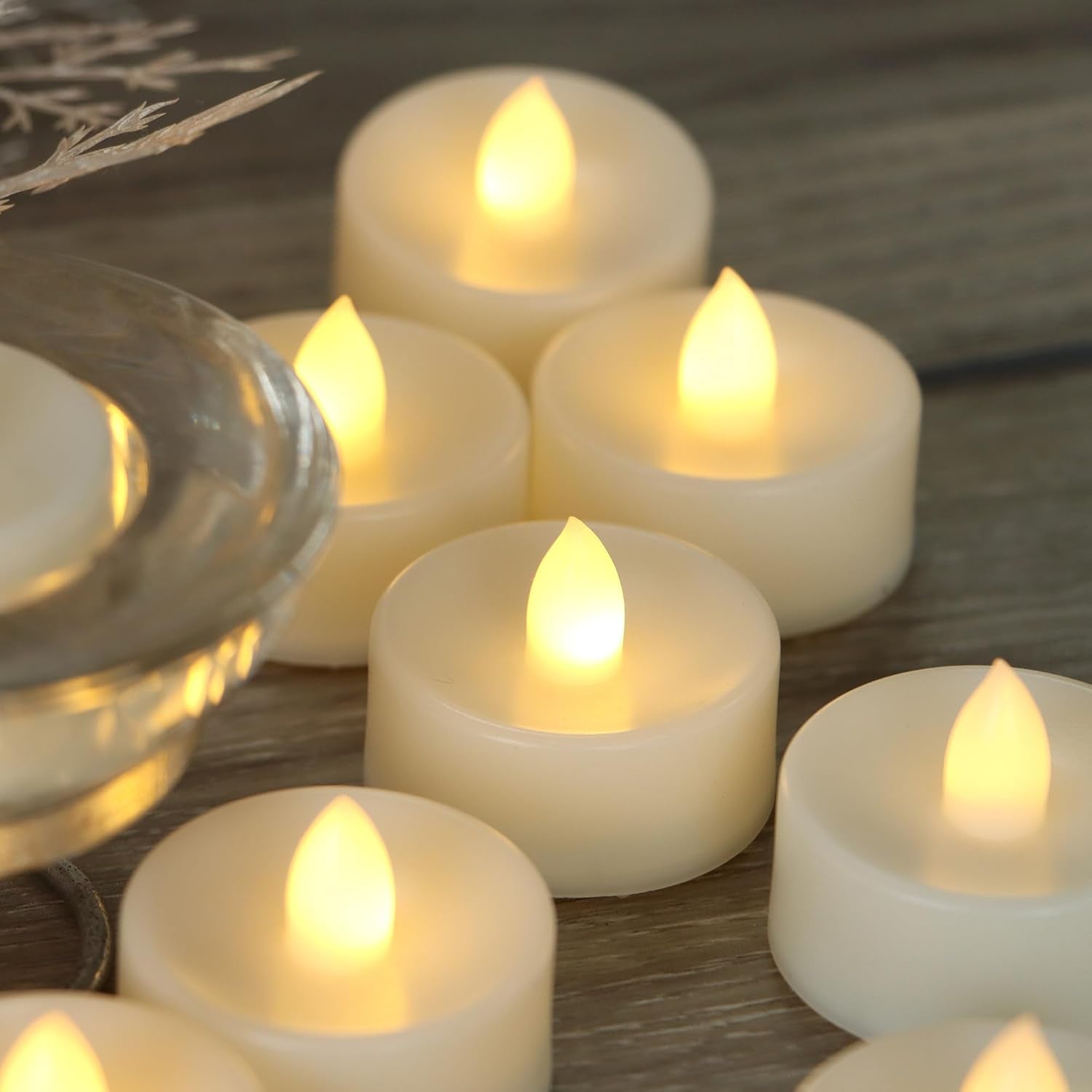 Battery Operated Flameless Tea Lights Long Lasting Realistic Flickering Electric LED Tealight Candles for Halloween Thanksgiving Christmas Wedding Party Decorations 6 PCS Batteries Incl.