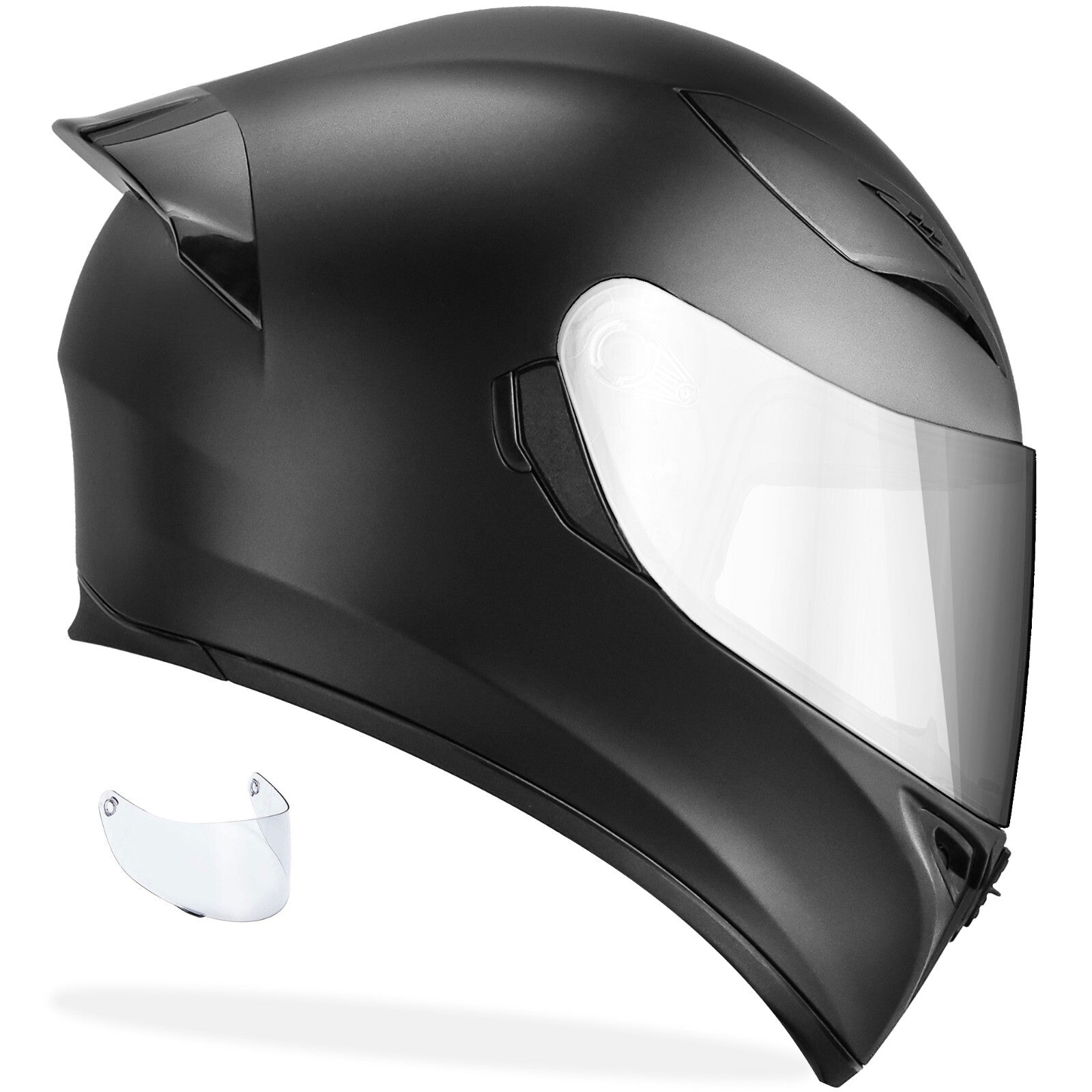 NEW Motorcycle Helmets DOT Full Face Matte Black + SHIELD OPTIONS - S M L XL XXL