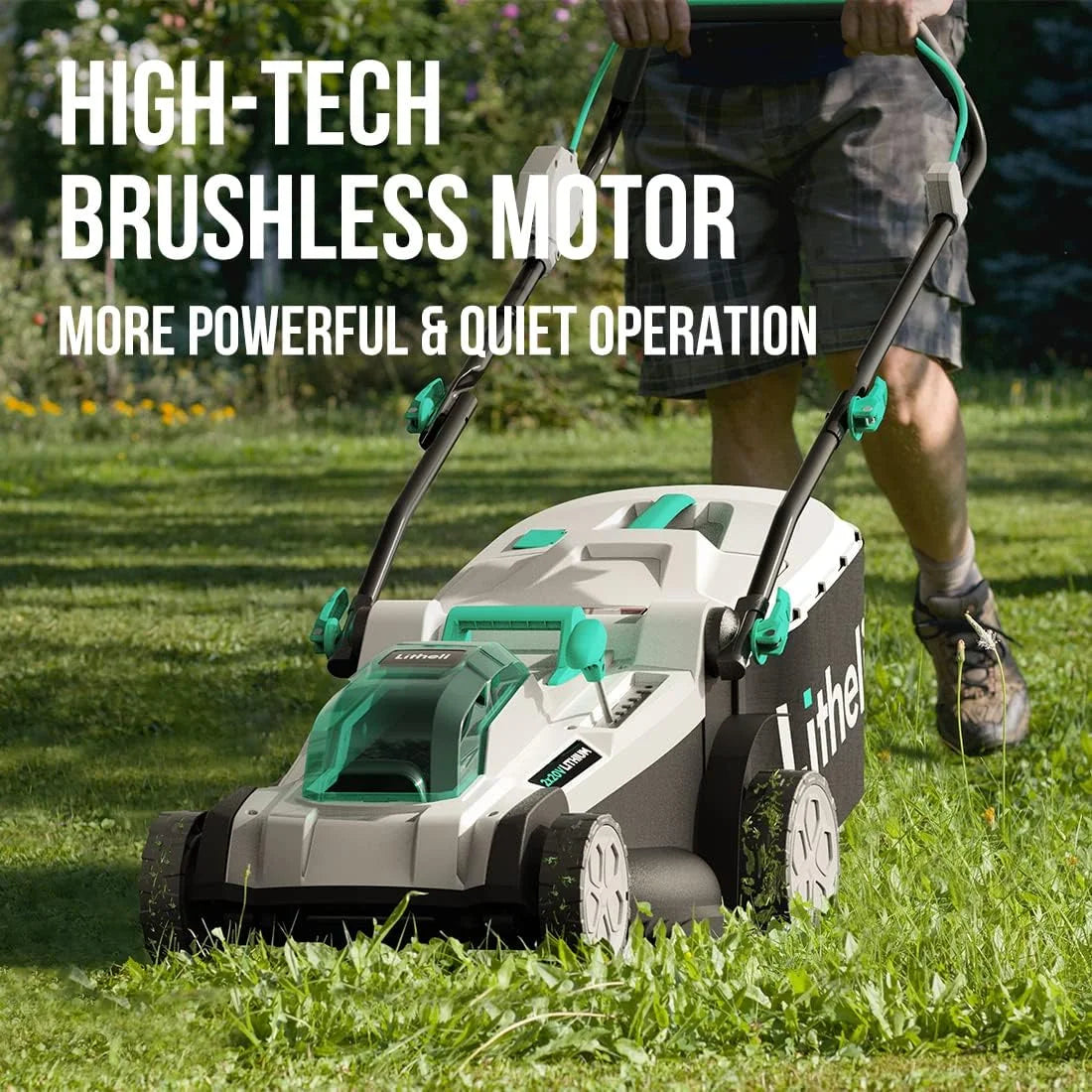 2*20V 17" Cordless Lawn Mower with Brushless Motor + 2*4.0Ah Battery & Charger