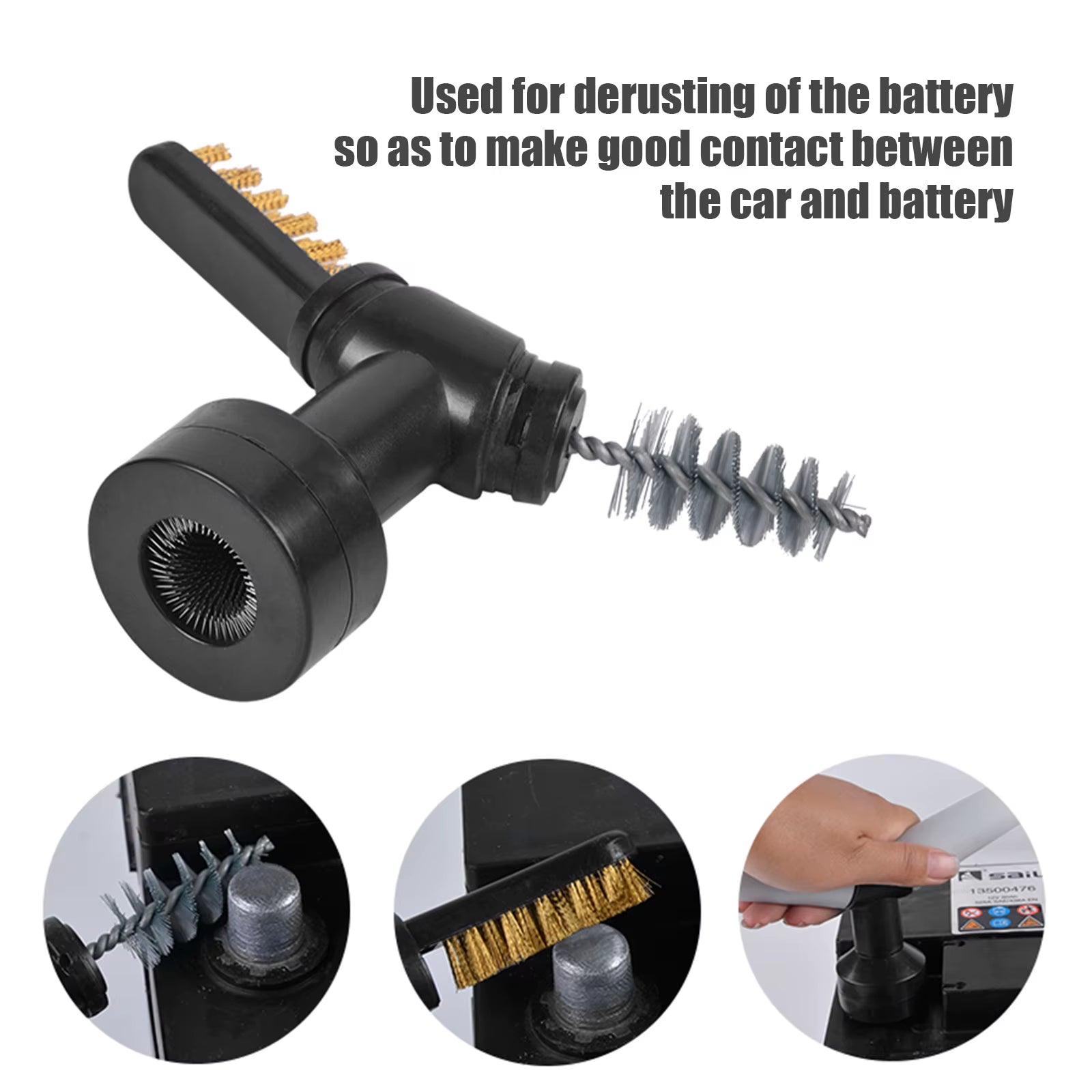 3 in 1 Car Battery Post Terminal Cleaner Dirt Corrosion Brush Battery Brush Tool Battery Protector Hand Clean Tool
