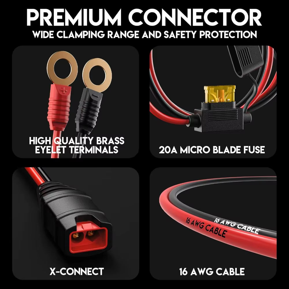 55CM 16AWG Wires Harness with X-Connect M6 Eyelet Terminals for Noco Battery Charger Battery Tender Leads NOCO Battery Tender,
