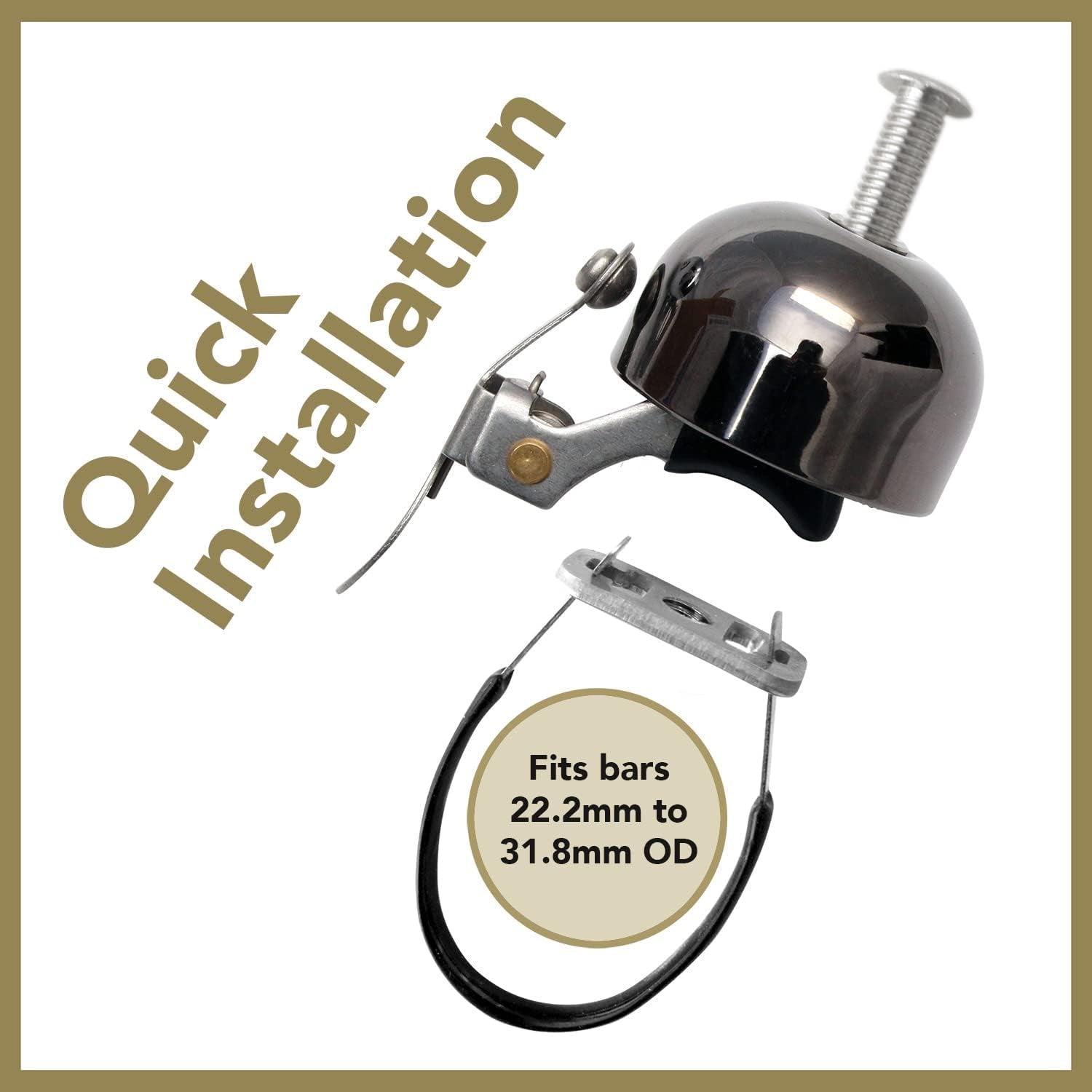 Bike Bell E-Ne Bicycle Bell, Made in Japan for Road Bikes or Mountain Bikes, Fits All Handle Bar Sizes & Types