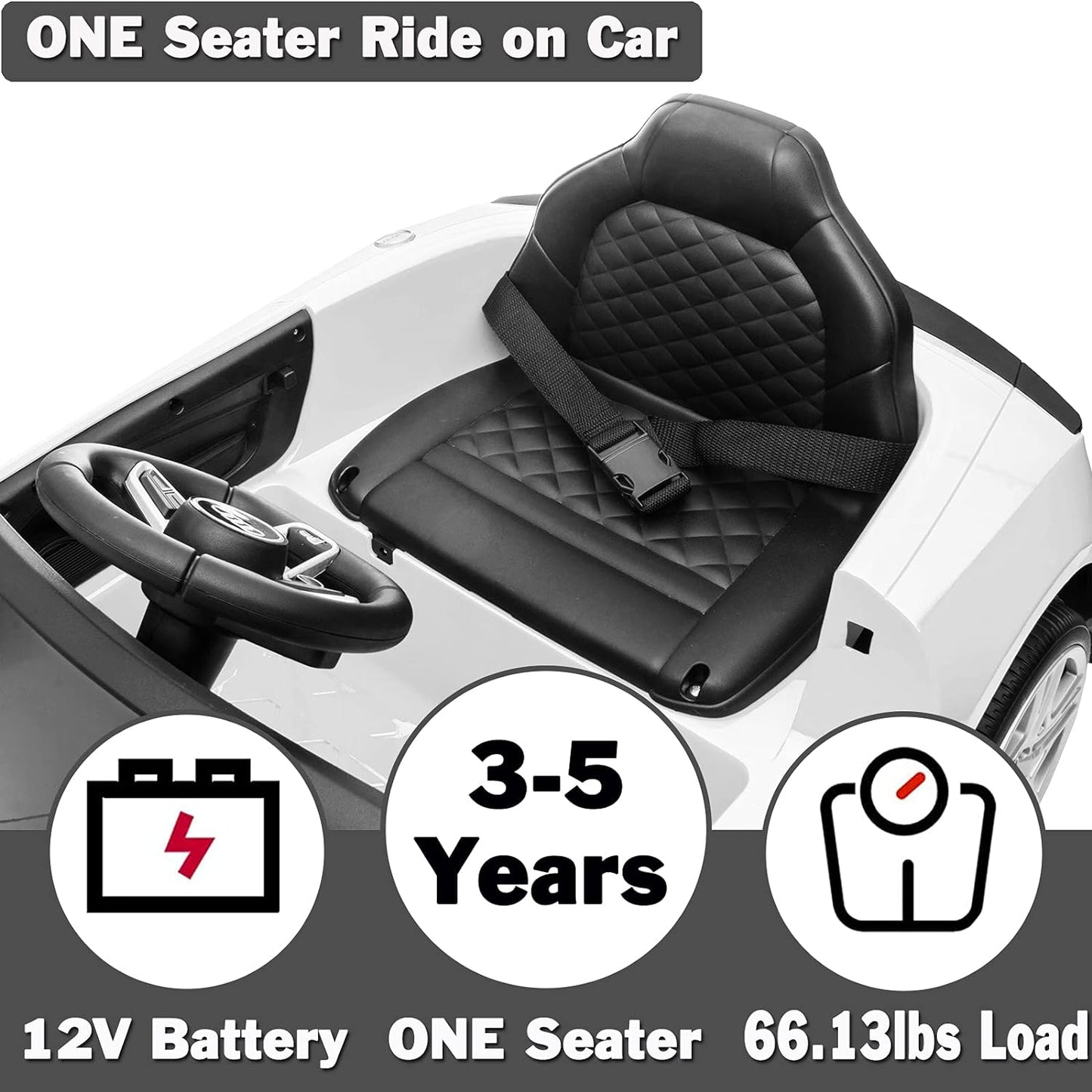 Electric Ride on Car for Kids with Remote Control Compatible with Audi Ride on Sport Car Kids Electric Vehicles 12V Ride on Toys Car for Toddlers Boys Girls (White)