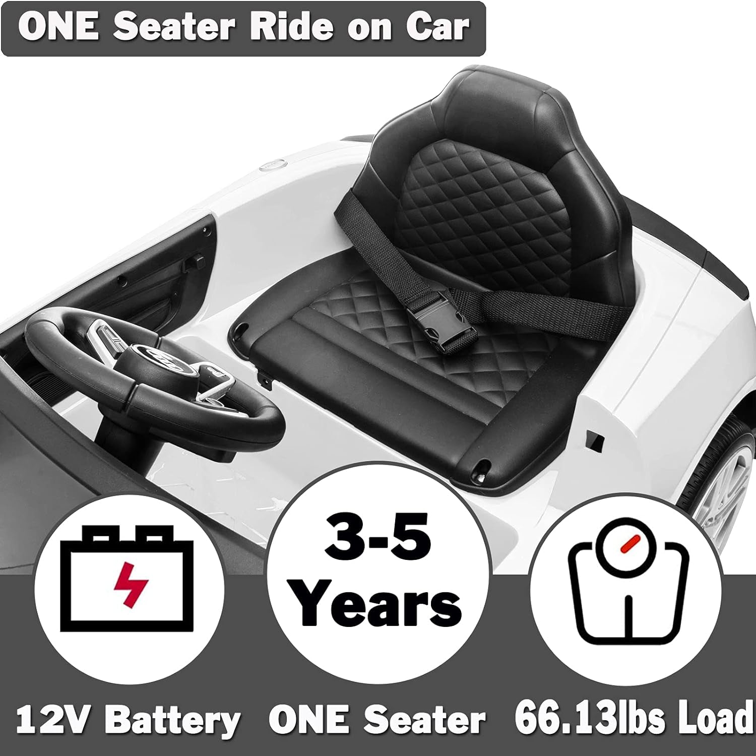 Electric Ride on Car for Kids with Remote Control Compatible with Audi Ride on Sport Car Kids Electric Vehicles 12V Ride on Toys Car for Toddlers Boys Girls (White)