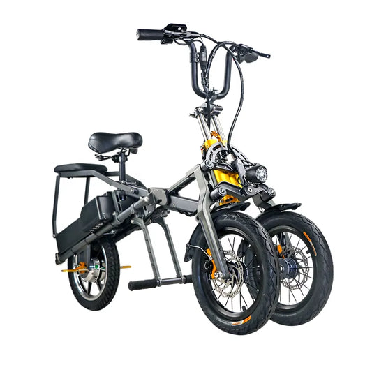 14Inch Electric Three-Wheeled Bicycle 48V Lithium Battery Long Battery Life Double Battery Fold Ebike
