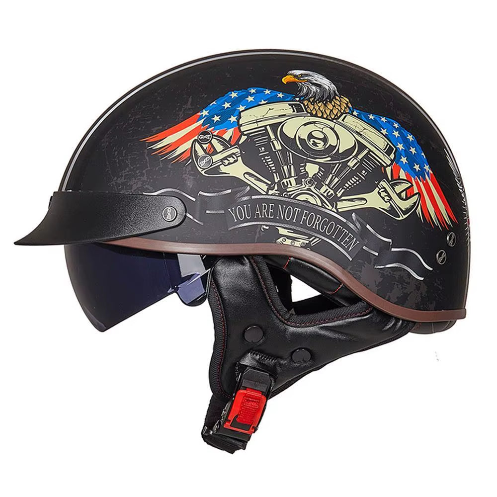 Motorcycle Helmet Casco Moto Half Helmet German Classic Moto Helmet DOT Certification Capacete De Moto with HD Visors Retro