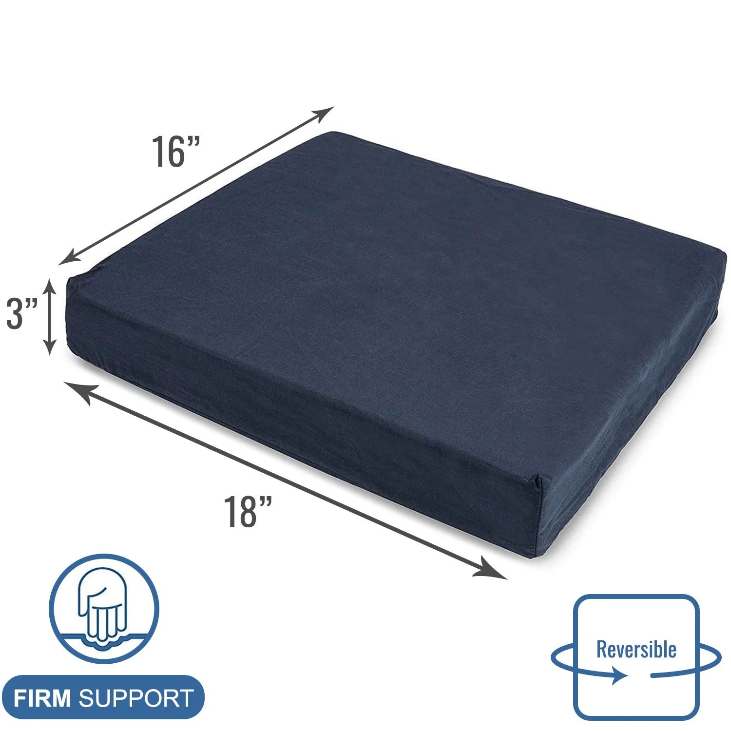 Seat and Chair Cushion, 3 X 16 X 18 in High-Density Foam Support for Wheelchairs, Office and Car Seats, FSA HSA Eligible