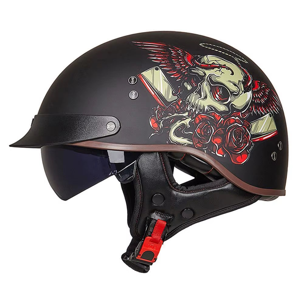Motorcycle Helmet Casco Moto Half Helmet German Classic Moto Helmet DOT Certification Capacete De Moto with HD Visors Retro