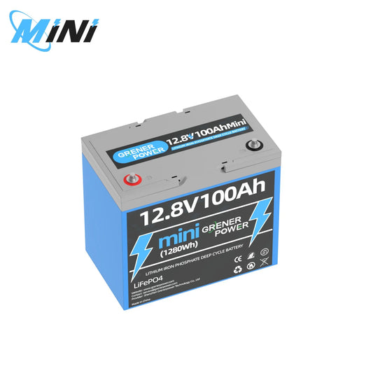 12V(12.8V) 100Ah Mini Lifepo4 Lithium Battery, Upgraded 100A BMS, Max. 1280Wh Energy