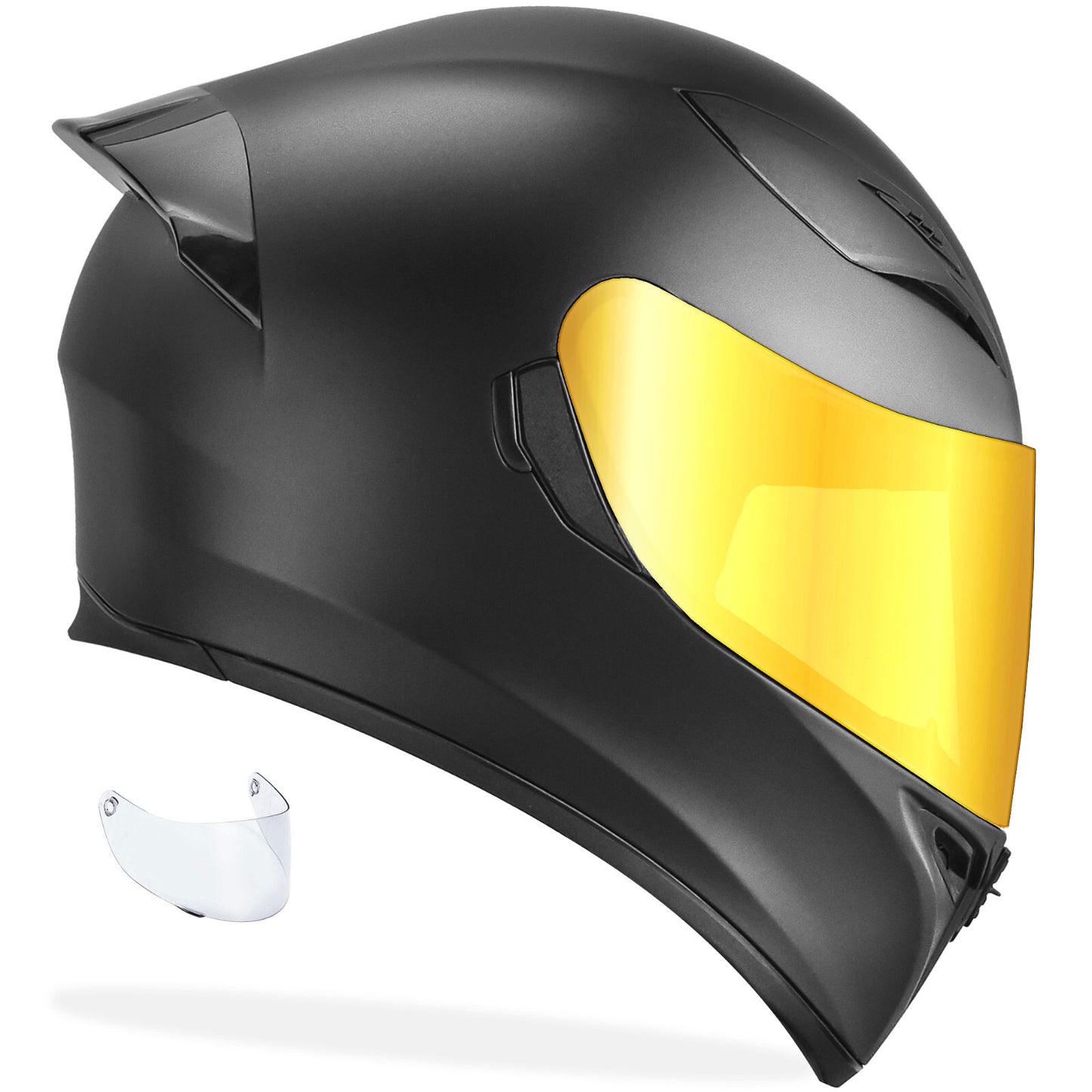 NEW Motorcycle Helmets DOT Full Face Matte Black + SHIELD OPTIONS - S M L XL XXL