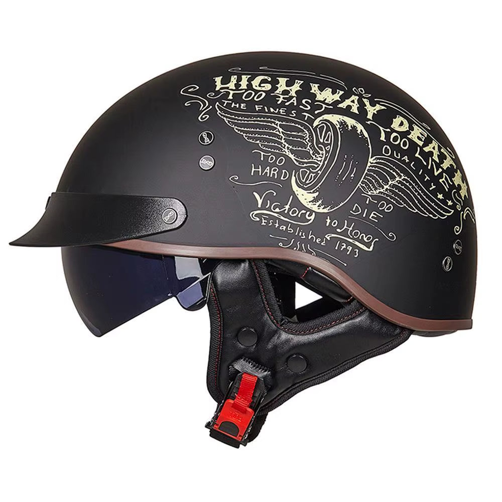 Motorcycle Helmet Casco Moto Half Helmet German Classic Moto Helmet DOT Certification Capacete De Moto with HD Visors Retro