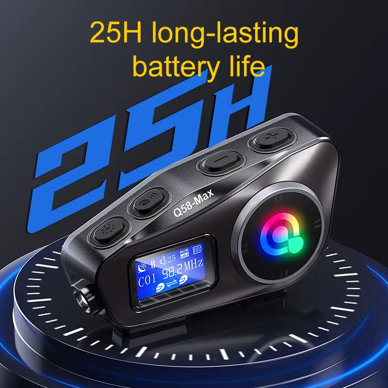 1/2Pcs Motorcycle Helmet Intercom for 2 Riders 500M Interphone Motorbike Communicator Music Share with Flashlight Headphone