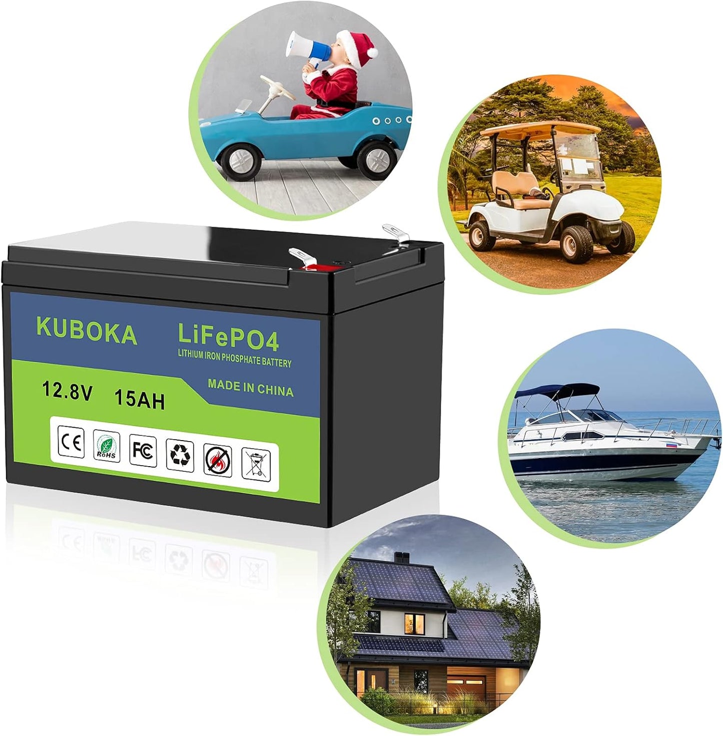 12 Volt Lithium Battery - Lifepo4 Battery | 12V 15Ah Lithium-Ion Rechargeable Battery Deep Cycle Replace SLA Lead Acid Battery | Built-In BMS | Perfect for RV, Solar, Off-Grid Applications