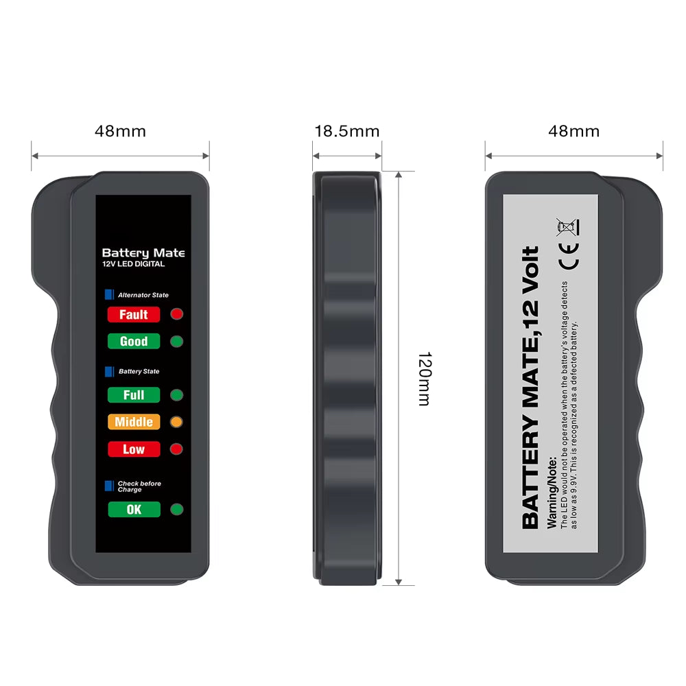 12V Battery Tester Digital Alternator Tester 6 LED for Lights Detect Display Car Tool Auto Battery Tester for Car Motorcycle