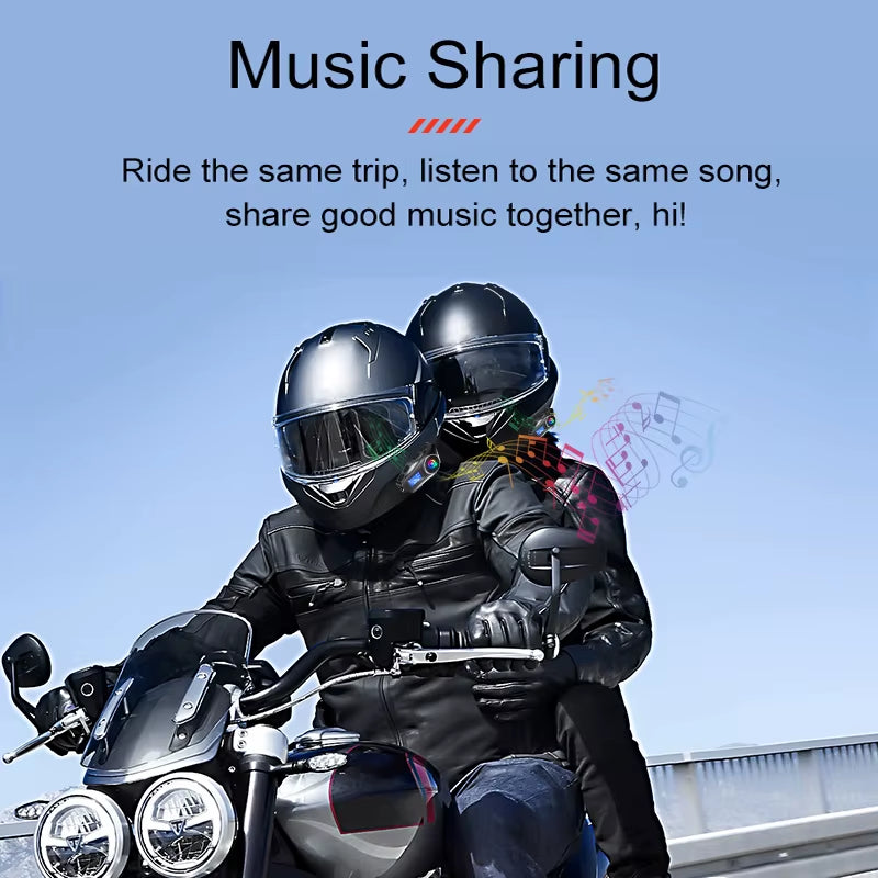 1/2Pcs Motorcycle Helmet Intercom for 2 Riders 500M Interphone Motorbike Communicator Music Share with Flashlight Headphone