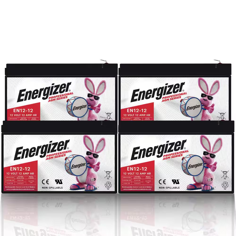 12V 12Ah Long Lasting SLA AGM Rechargeable Battery Use in Wheelchairs, Electric Scooters, Backup Power-4 Pack