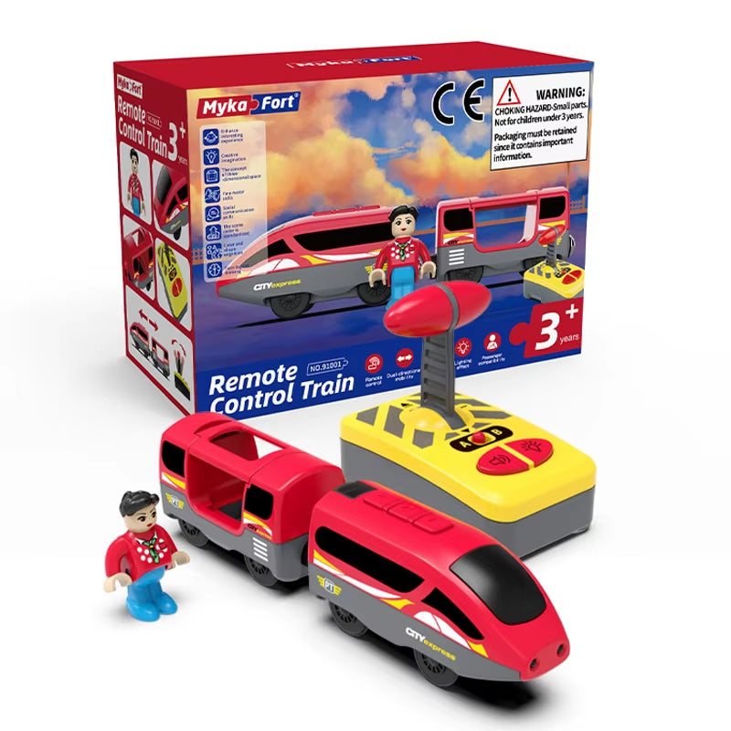 Kids RC Electric Train Set Locomotive Magnetic Train Diecast Slot Toy Fit for Wooden Train Railway Track Toys for Children Gifts