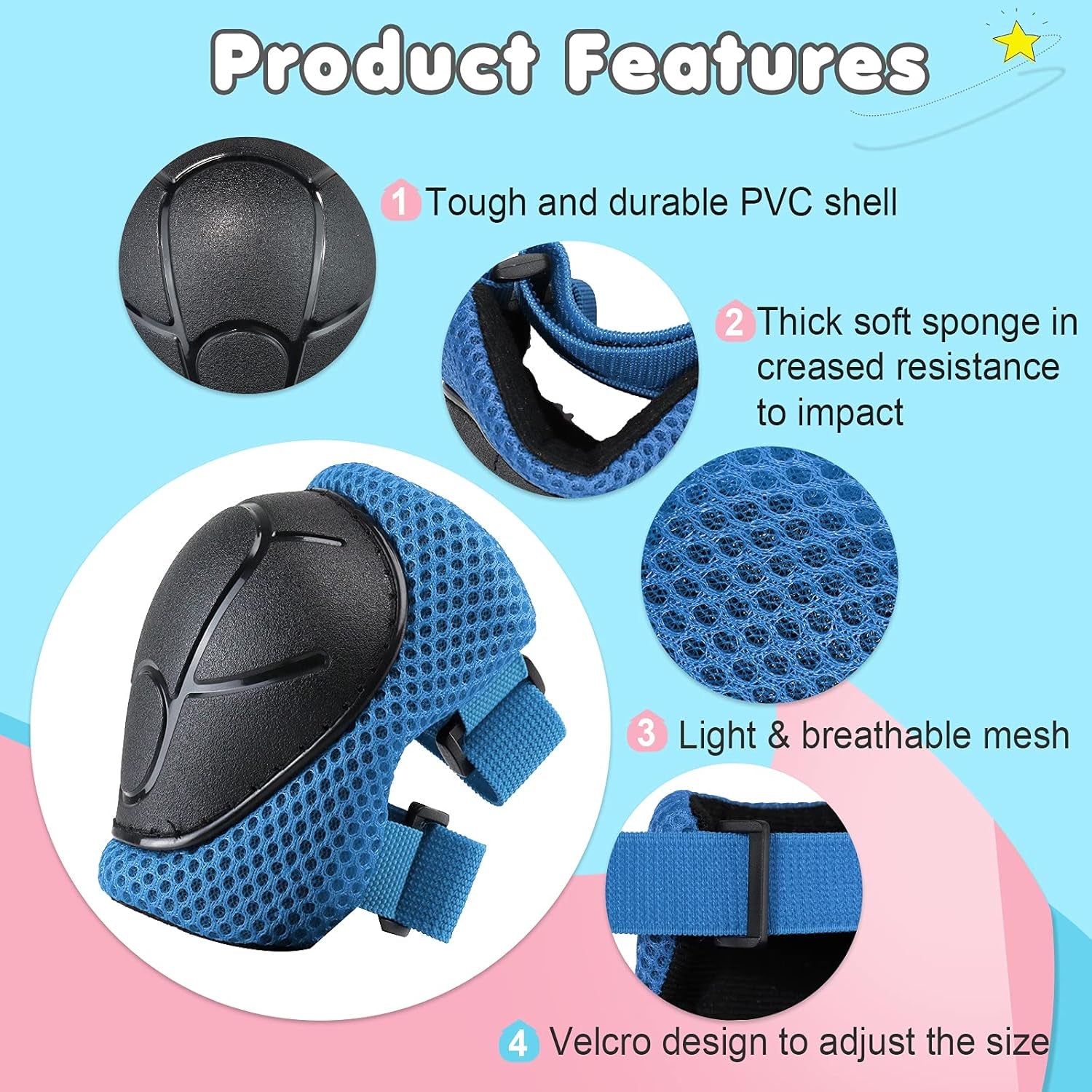 Kids Bike Helmet Set, Adjustable Toddler Helmet for Ages 2-3-5-8-14 Kids with Knee, Elbow & Wrist Pads | Multi-Sport Helmet for Skateboard Cycling Scooter Rollerblading